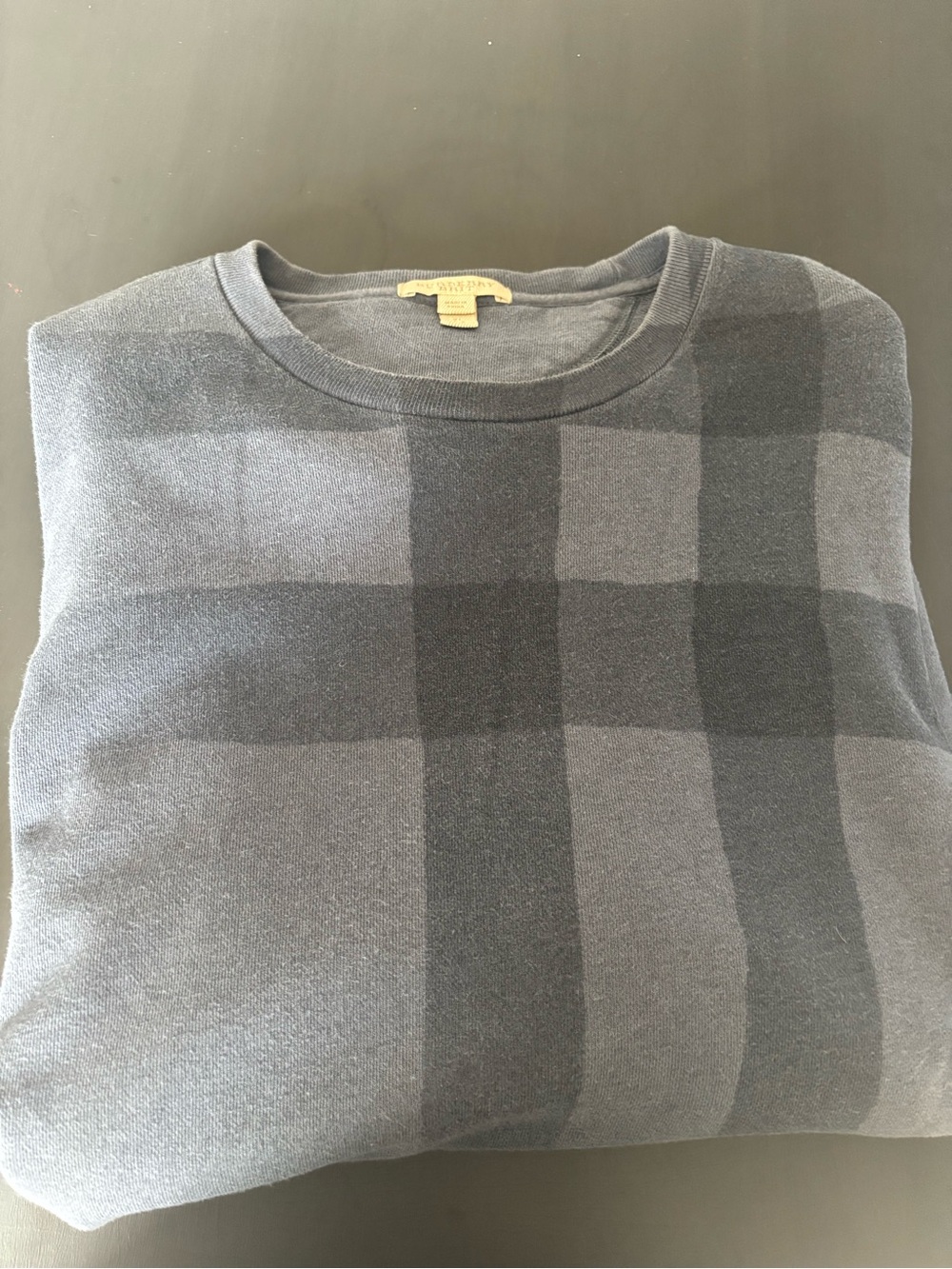 Burberry Men’s Gray Plaid Crewneck Sweater